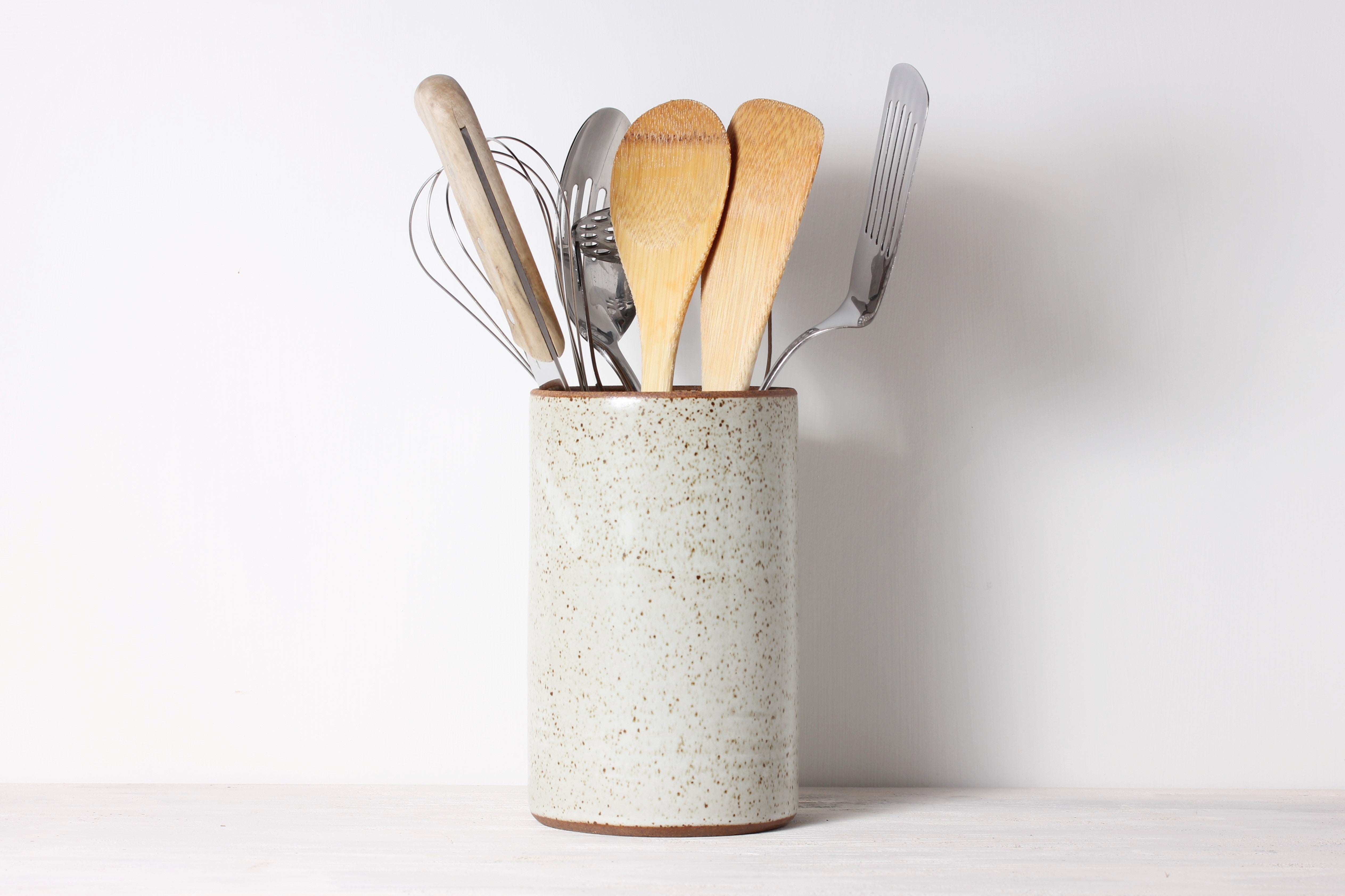 Rustic Stoneware Pottery Utensil Holder: Tidy Tools, Happy Cook